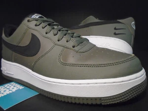NIKE AIR FORCE 1 '07 LOW DOUBLE SWOOSH TWILIGHT MARSH GREEN OLIVE BLACK WHITE 11 - Picture 1 of 14