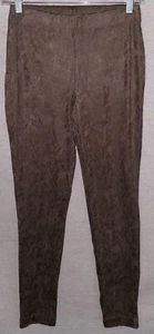 Susan Graver taupe Ton-in-Ton Schlangenhautdruck Kunstwildleder Leggings - XXSP - Bild 1 von 6