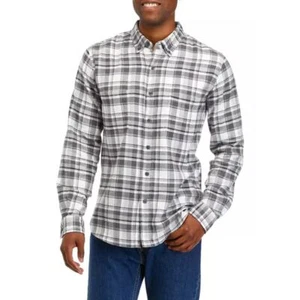 TRUE CRAFT Long Sleeve Flannel Shirt Gray/White NWT Mens Sz Med $44 MSRP - Picture 1 of 3