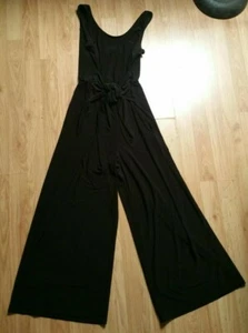 Brittany Humble Black Stretch Model Knit Tie Front Jumpsuit - Size S - Picture 1 of 3
