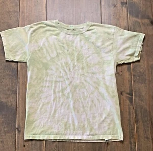Gildan Unisex Kids Short Sleeve Tye Dye Green & White Crew-Neck T-Shirt Size: L - Picture 1 of 4