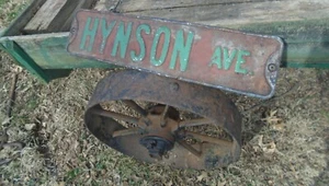 vintage HYNSON Ave. Embossed Street Sign, weathered rustic - Picture 1 of 4