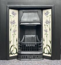 EXCELLENT CAST IRON FIREPLACE FIRE INSERT VICTORIAN EDWARDIAN STYLE TILED GAS