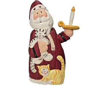 Folk Art Santa Claus Cats Candle Figure Eddie Walker Midwest Cannon Falls 7” - Picture 1 of 10