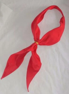 Western Cowboy Scarf Tie Red With Gold Tone Slide Made In The USA NEW - Image 1 of 3