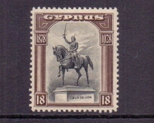 CYPRUS 1928 BRITISH RULE 18pi BLACK & BROWN SG130 MH CAT £30 - Imagen 1 de 2