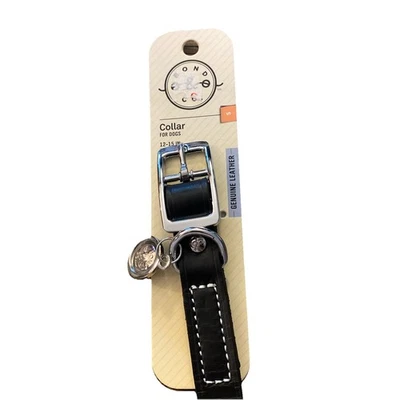 Collar de cuero ajustable para perro Petco pequeño 12-15 negro Foto 1 de 4