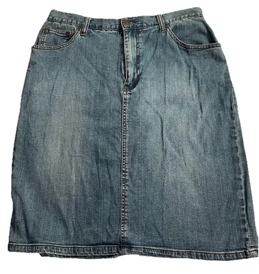 Falda vaquera Chadwicks para mujer 12 azules denim bolsillos delanteros abertura elástica midi retro Foto 1 de 4