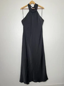 NWT Banana Republic Black Silky Maxi Open Back Dress Size XL Minimalist Elegant - Picture 1 of 7