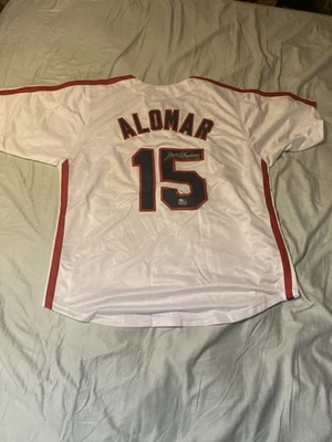 Camiseta Sandy Alomar firmada/autografiada de los Indios de Cleveland * Certificado de autenticidad automático Foto 1 de 3