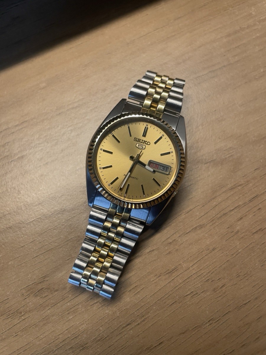 Seiko 5 Gold Plated Case Wristwatches with 17 Jewels for