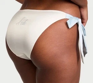 Victoria’s Secret TEASE Cheeky Panty White Satin Blue Ribbon “I Do” Medium NWT - Picture 1 of 5