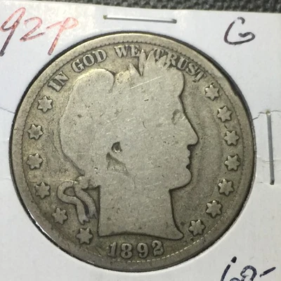 1892-P    Barber Half Dollar   Good Y and part T    Combined Shipping - Image 1 of 2