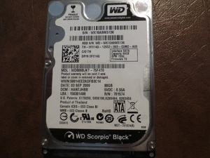 WD WD800BJKT-75F4T0 HANTJHBB (WXG0) Thailand 2.5" 80gb Sata HDD 15JUL2009 - Picture 1 of 1