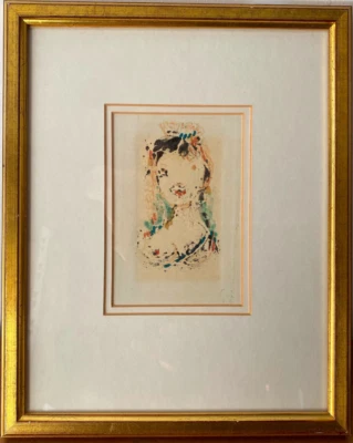 Acuarela Técnica Mixta Monogr. F.Z. Retrato de una mujer Foto 1 de 4