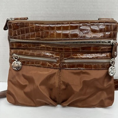 Bandolera, bolso de hombro Brighton de cuero marrón cobre y cocodrilo Foto 1 de 4