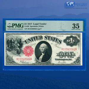 Fr.39 1917 $1 One Dollar "SAWHORSE REVERSE" Legal Tender Note, PMG VF 35 #40562 - Picture 1 of 3