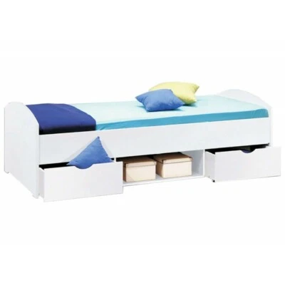 Fusto letto NEMU con 2 cassetti e 1 vano aperto, in laminato, LAP 96x66x204 cm - Immagine 1 di 2