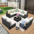 All-Weather Outdoor Wicker Sectional Conversation Sofa Set for Porch or Poolside
