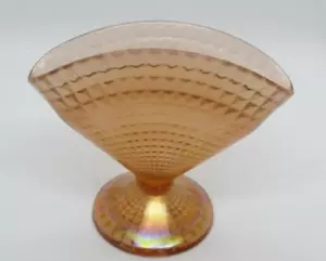 Fenton Velva Rose #567 Diamond Optic Fan Vase Stretch Glass c. 1926-1928 - Picture 1 of 4