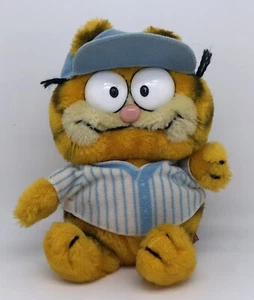 "Muñeca de juguete de peluche vintage Garfield en camisa de béisbol y sombrero 1978-1981 granja divertida 8" - Imagen 1 de 7