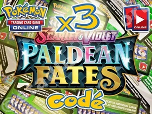 Pokemon TCG: 3x Paldean Fates Unused Digital Online Card Reward Code Messaged - Picture 1 of 2
