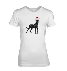 Damas Navidad Gran Danés Gigante Perro y Mascota Icono Original Fiesta Camiseta - Imagen 1 de 1