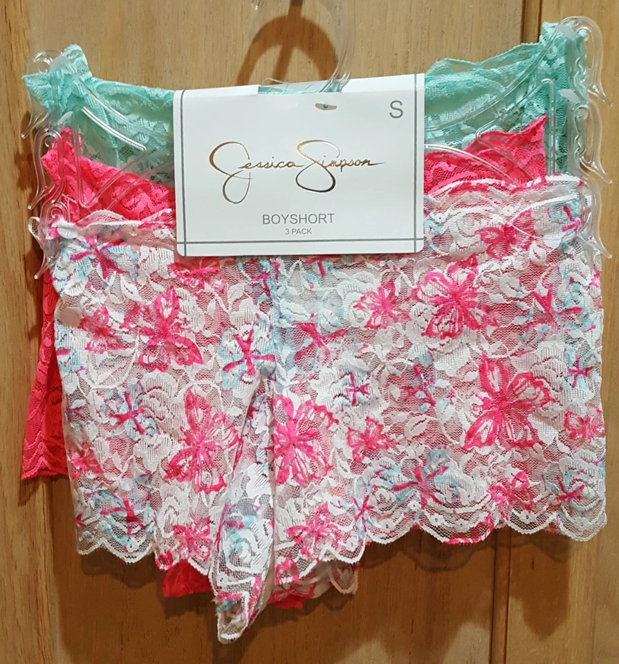 Paquete de 3 pantalones cortos Jessica Simpson de encaje para niños (rosa/lt. Estampado de mariposa azul/blanco) - $36 Foto 1 de 3
