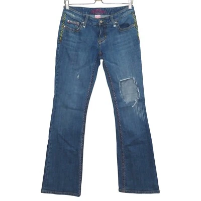Pantalones de mezclilla Princy Jessica Simpson para mujer 7 niños bajos desgastados tiro bajo Y2K años 2000 Foto 1 de 4