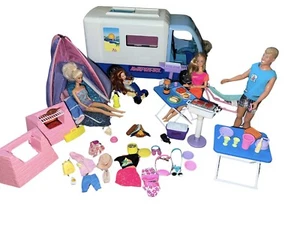 BARBIE SIZE DOLL ELECTRONIC AWAY WE GO MOTORHOME CAMPER + Dolls & Camping Set - Picture 1 of 19