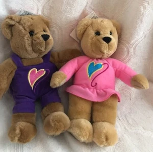 HALLMARK Love And Kiss Kiss Bears 9in Plush Stuffed Animals Magnetic Noses Gift - Picture 1 of 3