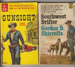 J281 Lot Of 2 Western Frank Gruber G. Shirreffs Vintage Dell Paperback Books - Picture 1 of 3