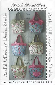 Bolso de Mano Triple Treat ~ Ofertas Artísticas ~ Patrón de Acolchado de Costura 1 Bolso 3 Estilos - Imagen 1 de 2