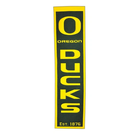 OREGON DUCKS EMBROIDERED WOOL HERITAGE BANNER 8"X32" NCAA LICENSED Cover