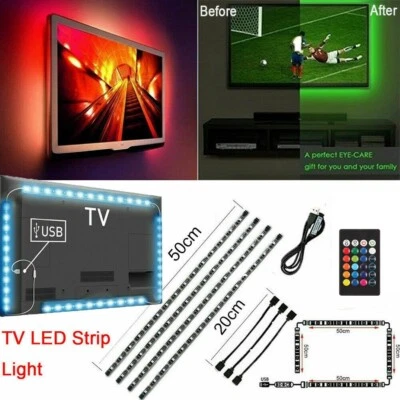 8PCS USB Powered TV Computer Background LED Strip Lighting 5050 RGB Light Strip - Image 1 of 4