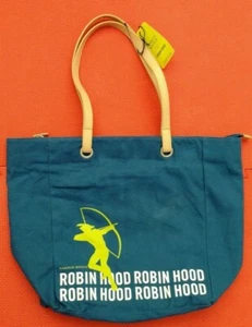 Danielle Nicole Shoulder Bag Tote Large Blue Canvas Robinhood Man Bow Shopping - Picture 1 of 12