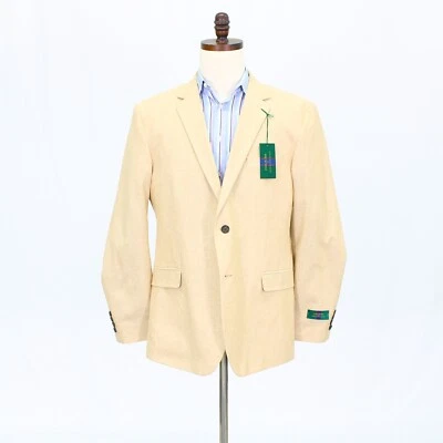 Alexander Julian 44R Beige Sport Coat Blazer Jacket Solid 2B Cotton - Image 1 of 4