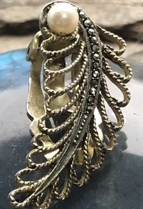 A Stunning Theodor Fahrner Single Sterling Silver Gilt Earring with Pearl - Picture 1 of 11