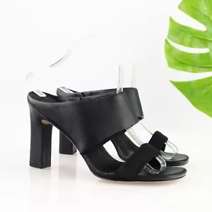 Vince Womens Quinn Sandal Size 8.5 Black Leather Block Heel Mule Slip On Shoe - Picture 1 of 14