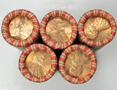 1982 P Lincoln Cents/Memorial Penny Lot of (5) BU Rolls Uncirculated Pennies OBW - Image 1 of 4