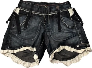 Boho Chic Shorts blau, verstellbare Galons, Effekt von Marithé und François Girbaud - Bild 1 von 9