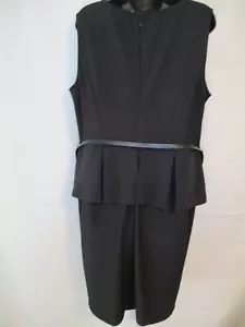 ELLE Polyester Size 18 Black Sleeveless Sheath With Peplum Dress - Picture 1 of 5
