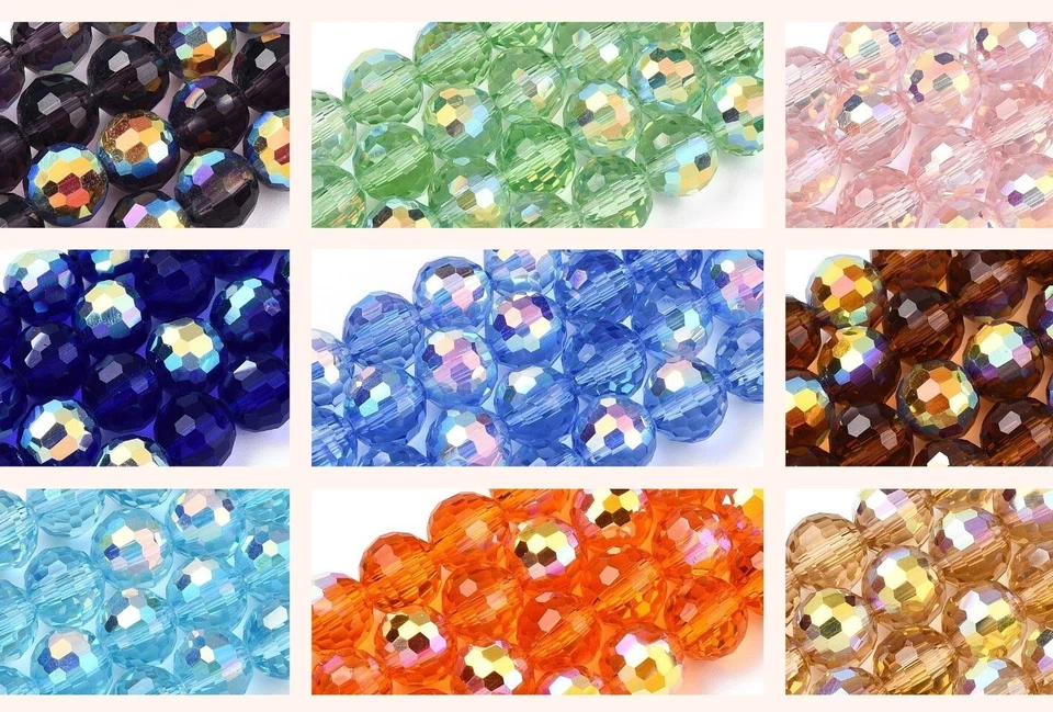 8mm Glasschliffperlen transparent electroplate 70St. AB Color plated Fädell. 1mm - Bild 1 von 1