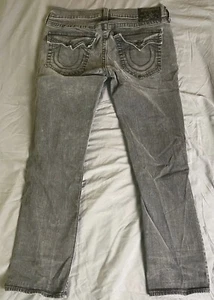 True Religion Jeans Men’s 38 x 34 Black "Zach" Denim Jeans Straight Button Fly - Picture 1 of 12