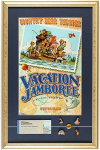 Tokyo Disneyland Country Bear Jamboree Custom Art Display - pins and ticket book - Picture 1 of 1