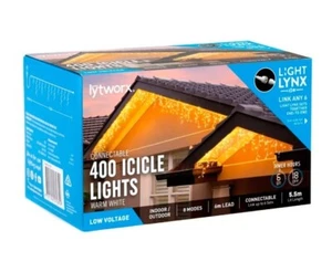 Lytworx 5.5m Warm White 400 LED Connectable Icicle Lights /8 Functions, Mem Hold - Picture 1 of 3