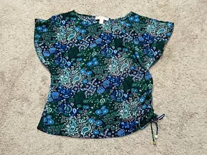 Michael Kors Womens Shirt Size XS Multicolor Paisley Side Tie Classic Dressy - Picture 1 of 10