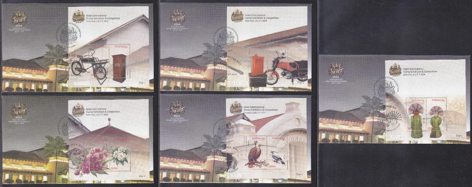 Indonesia - Indonesia Nueva Edición 2024-03-07 (5x FDC) Flor - Motocicleta - Pájaros Foto 1 de 1