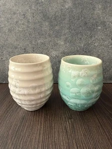 Gekka Married Couple Teacups Kyoto Kiyomizu-Yaki Porcelain 2-Piece Set Only - Picture 1 of 11