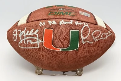 Fútbol americano Nike Vapor Elite Miami Hurricanes firmado por Michael Irvin Jim Kelly con certificado de autenticidad Foto 1 de 4